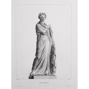 Etching Polymie Mythological Engraving Greek Goddess 19th C Old Print