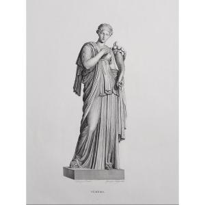 Etching Nemesis Mythological Engraving Greek Goddess 19th C Old Print