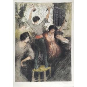Allan österlind Swedish Painter And Engraver Etching Flamenco Dancers 20th C Engraving