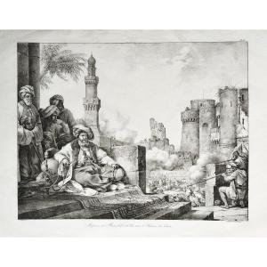 Mameluke Rebels In Cairo, Engelmann Orientalist Lithograph After H. Vernet, 19th C Old Print