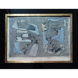 Jacques Duthoo Abstraction In Blue Circa 1950 Oil On Canvas