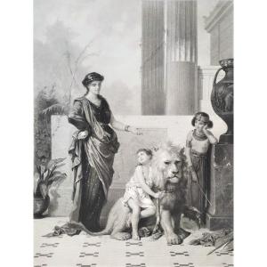 Etching 19th C Mythological Engraving Old Print 