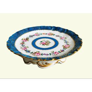  Hand Painted Porcelain Dish Cake Stand On Pedestal With Roses And Flowers