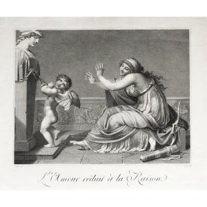 Mythological Etching Love And Reason Engraving After Prudon 18th Century Old Print