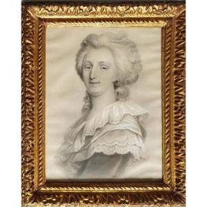 Marie Antoinette Queen Of France Portrait Original Drawing 19th Century Framed