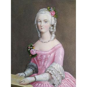 Watercolored Lithograph Portrait Of A Lady 19th C Old Print