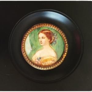 Empress Eugenie, Wife Of Napoleon III, Miniature Portrait