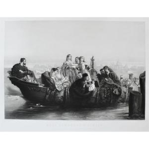 Etching Paul Veronese In Venice Italy Engraving After Pignerolle, 19th C Old Print