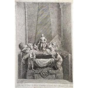 Mausoleum Of Maurice De Saxe By Pigalle Engraving By Cochin 18th C Architecture Etching