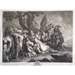 The Death Of Turenne Historical Engraving 18th Century Etching Old Print