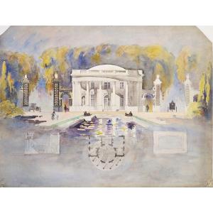 Architectur Drawing Watercolor Neoclassical Palace