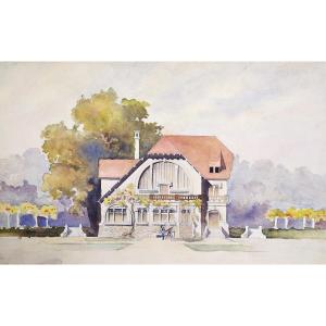 Watercolor Architectural Drawing House Artist Studio