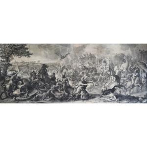 Battle Of Arbelles By Alexander Great Etching After Charles Lebrun 17thc Engraving Old Print