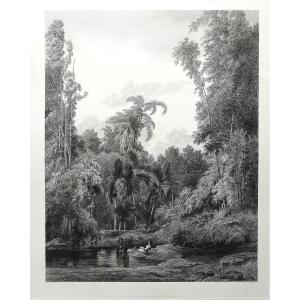 Lush Forest, Women Bathing Engraving After Ernest Goupil By E. Aubert Père