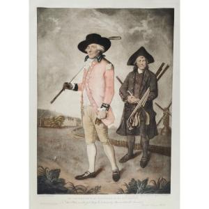 The Golfer And His Aid Engraving After Lemuel Francis Abbott Old Print