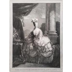 Marie-antoinette Queen Of France Historical Portrait Large Engraving By Roger 19th C Etching 