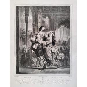 Antique Lithograph Don Juan, 19th C Old Print