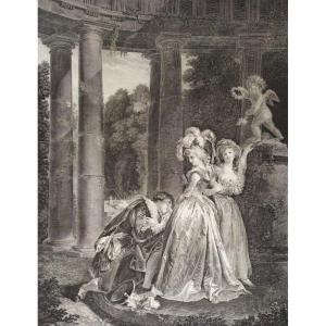 Romantic Etching 19th C Engraving After Fragonard 