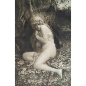 The Cicada 19th C Photogravure Old Print 