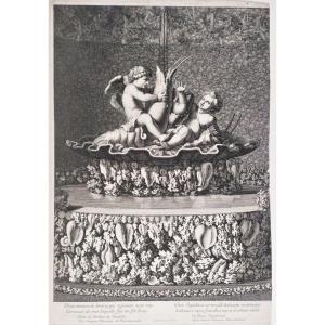 17th C Engraving Of The Versailles Fountain Etching