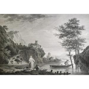 Antique Seascape Etching Engraving After Vernet