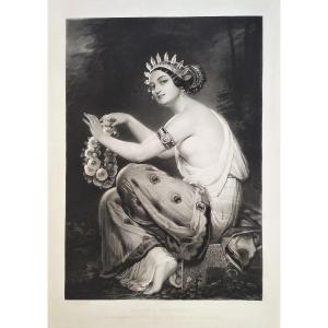 The Greek Florist Galvanography By Leo Schöninger Dated 1851 Old Print