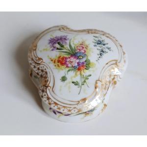 Antique Hand Painted Porcelain Candy Box, 19th Century