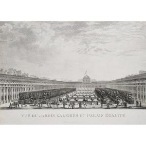 Paris Palais-royal Antique Engraving 18th Century Architecture Etching Old Print