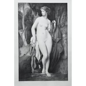Diana At Her Bath, Lithograph, 19th Century, By A. Lemoine After Delaunay