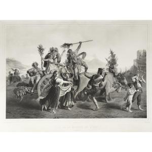 Feast Of The Madonna Of The Arch Naples 19th Century Lithograph After Léopold Robert