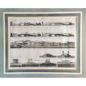 Antique Etching Of Carl Friedrich Von Wiebeking's The Art Of Bridge Construction