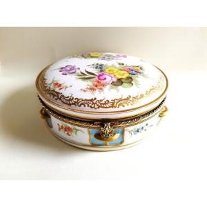Very Large Antique Hand-painted Porcelain Box, Germany, 19th Century