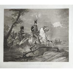 Hussar Battle Large Engraving After Vernet By Jazet 19th C Old Print Etching