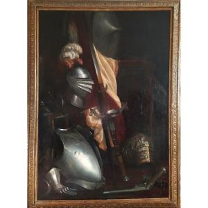 Oil Painting Still Life With Armor By Léon Horsin-déon 19th Century