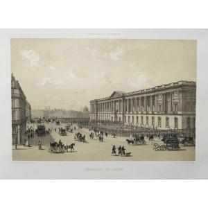 Colonnade Du Louvre Lithograph 19th Century Ph. Benoist Et Bayot
