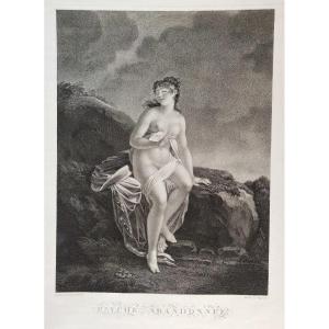 Mythology Etching Engraving Psyche Nude 19th Century