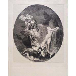 Etching Mythology Angelique And Roger After Ingres