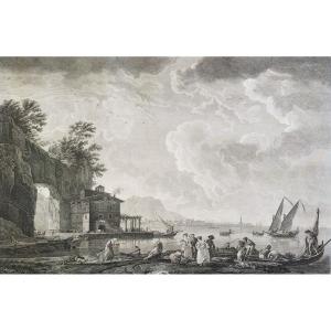 Etching 18th Century Engraving View Of Naples