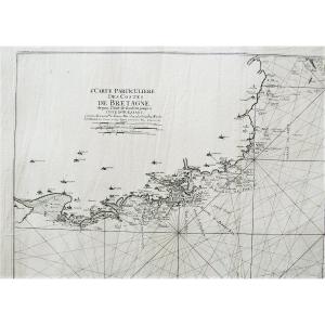 Côtes De Bretagne l'Anse De Goulven Isle Of Ouessant Old Geographical And Marine Map 18th C