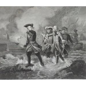 Charles XII Carl Of Sweden Historical Battle Etching 19th C