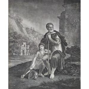 Historical Etching Ancient Rome Belisarius 19th C