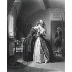 Genre Scene After Compte-calix Engraving 19th C