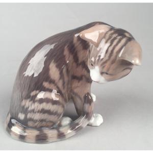 Copenhagen. Porcelain Gray Cat . Early 20th Century