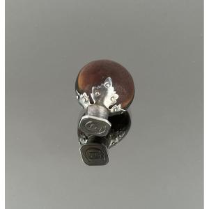 Stamp In Silver Metal And Exotic Nuts, Circa 1900