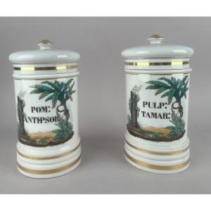 Two China Chemist Jars Paris Louis-philippe Period