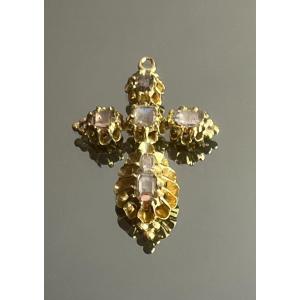 Provençal Cross In Yellow Gold And Diamonds, 18th Century