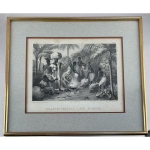 Lithograph: "laundresses In Rio De Janeiro" Restoration Period