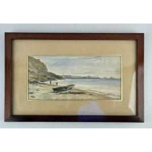 Watercolor Depicting The Entrance To The Port Of Boulogne, 19th Century