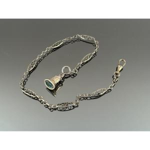 Bloodstone Seal And 19th-century Silver Waistcoat Chain