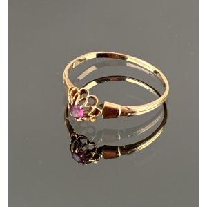 Early 20th Century Gold And Pink Stone Ring For A Young Girl